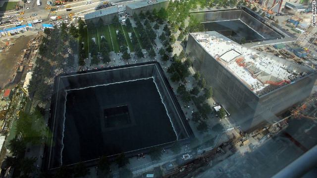 The reflecting pool at the National September 11 Memorial & Museum is viewed on Friday.