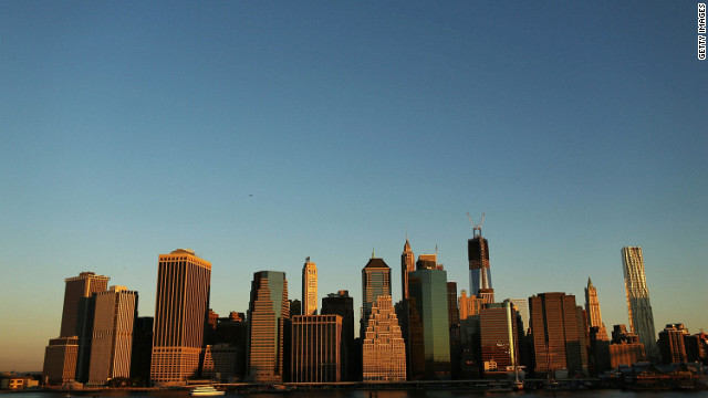 The skyline of Lower Manhattan now contains One World Trade Center, which is scheduled to be completed in 2013.