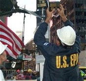 Photograph of air quality monitoring activities at Vesey and West Street in New York City.